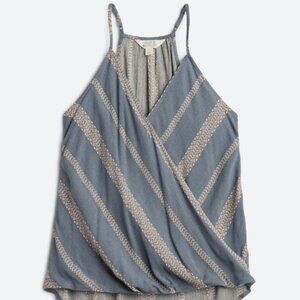 Market & Spruce Mac Surplice Tank Top Women's XL Blue Stripe